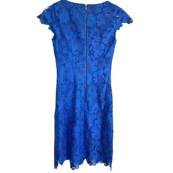 NEW Alice Olivia Clover Blue Guipure Lace Short Sleeved Mini Dress Size 2 - Picture 6 of 11
